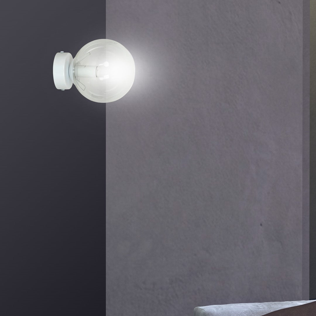 Lampa wisząca biała NICEA klosz TRANSPARENTNY 1xE14 nowoczesny kinkiet biały - LAITICA