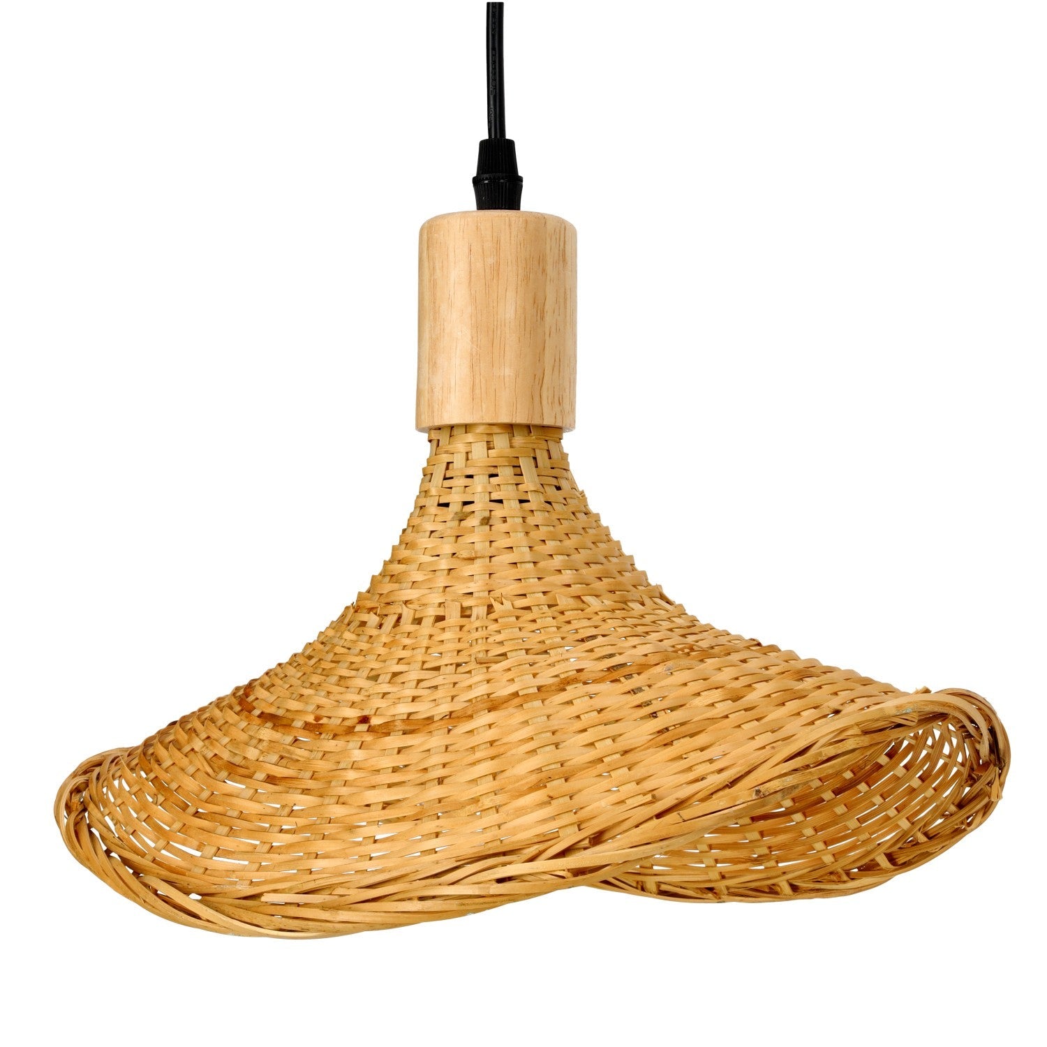 Lampa wisząca BIMINI boho klosz 33cm pleciony Naturalna SUFITOWA E27 Bambus - LAITICA