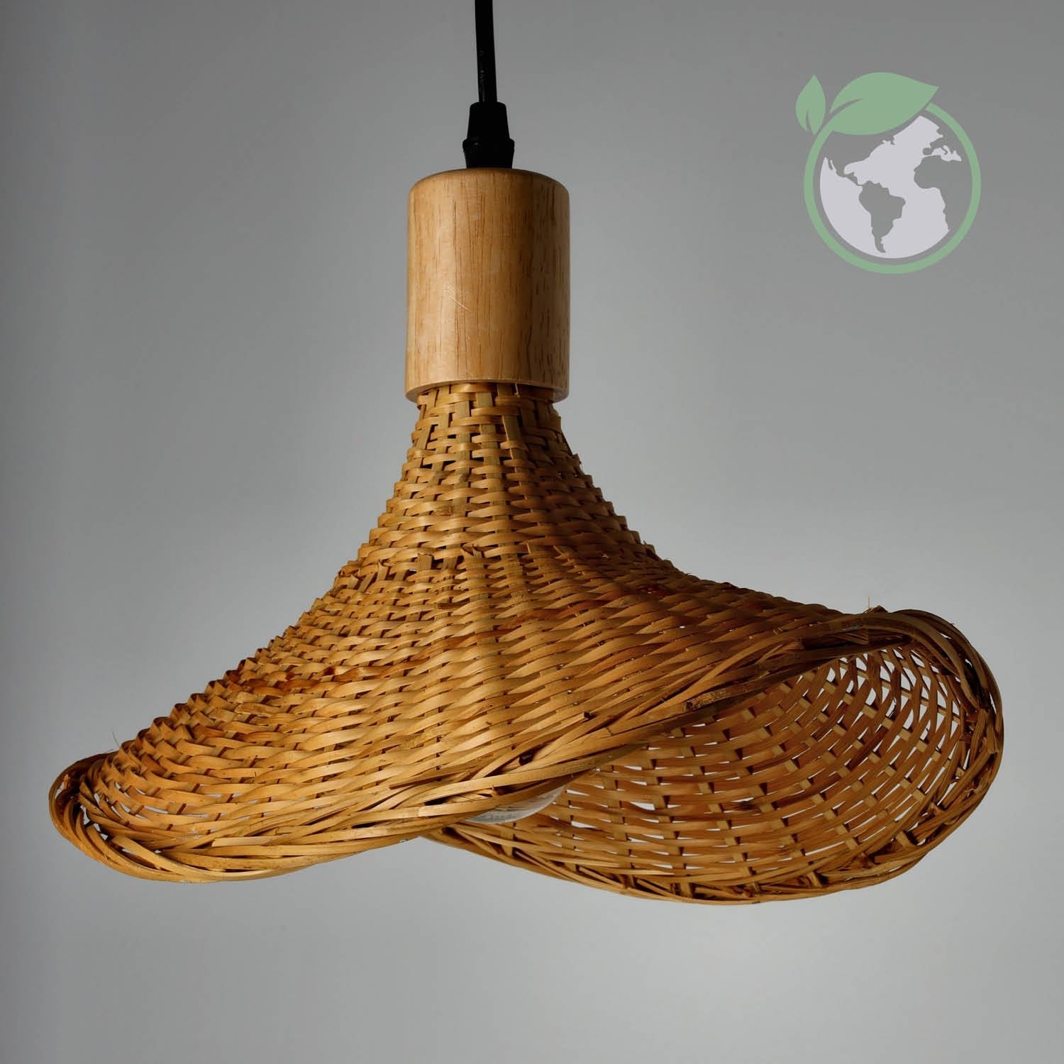 Lampa wisząca BIMINI boho klosz 33cm pleciony Naturalna SUFITOWA E27 Bambus - LAITICA