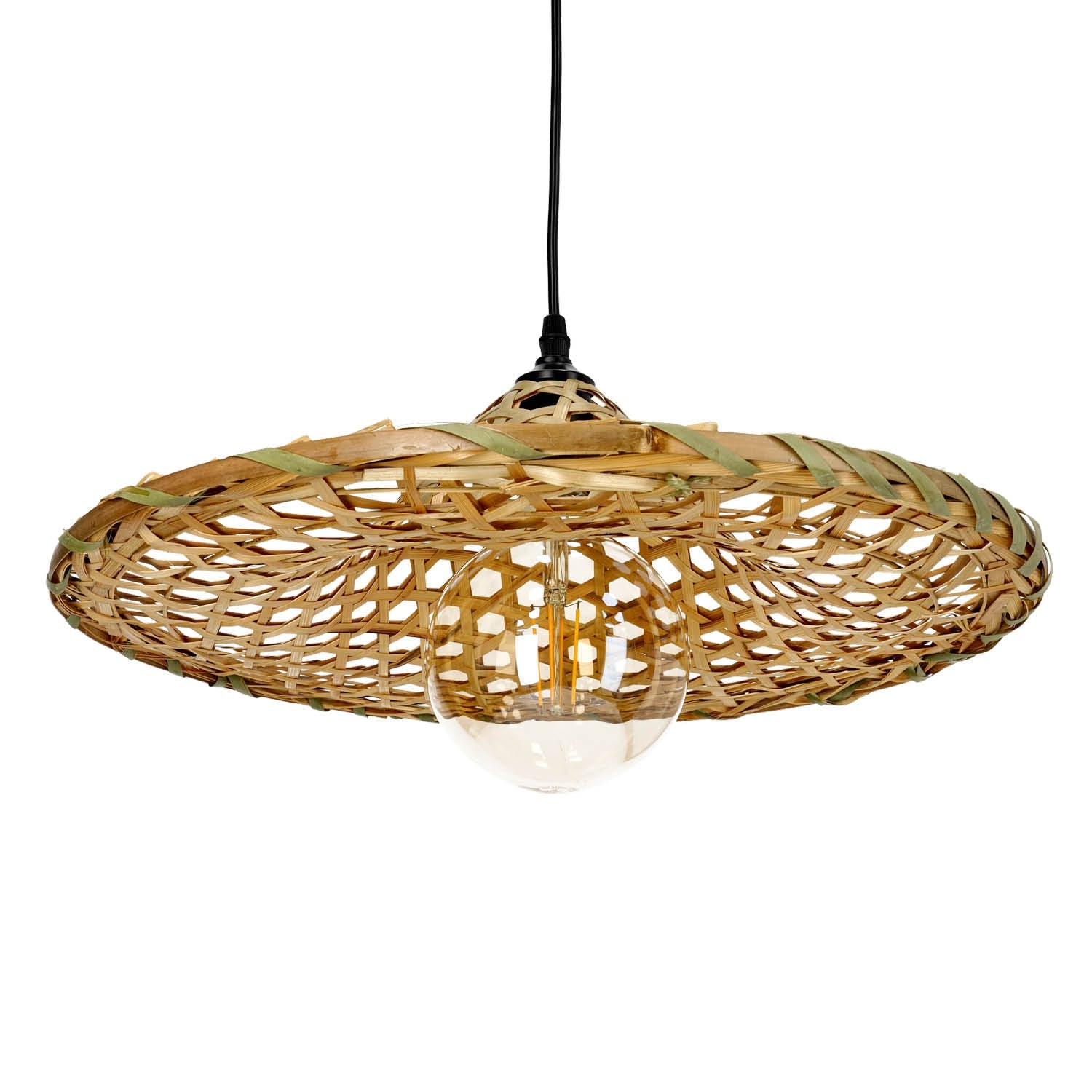 Lampa wisząca BOHO BRAGA okrągły klosz bambusowy - LAITICA