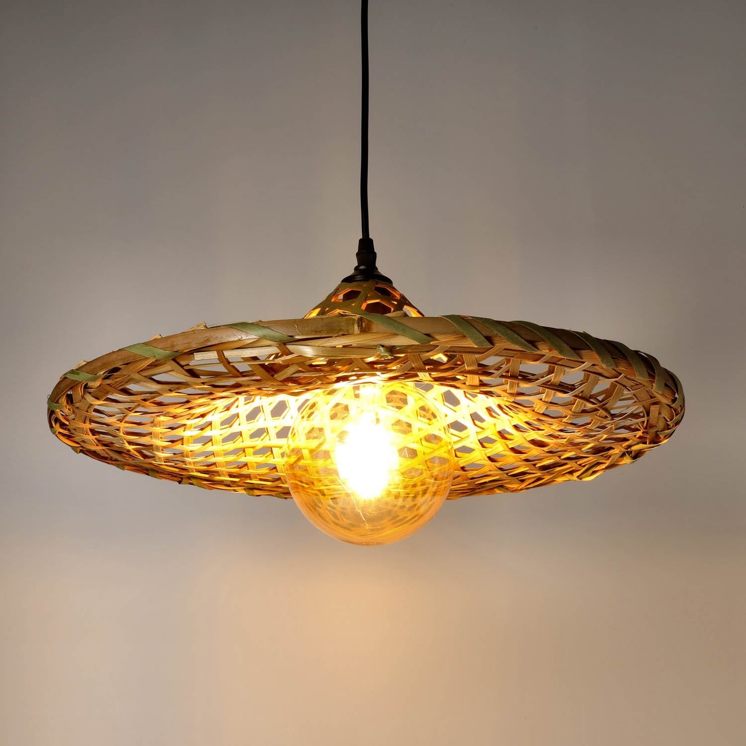 Lampa wisząca BOHO BRAGA okrągły klosz bambusowy - LAITICA