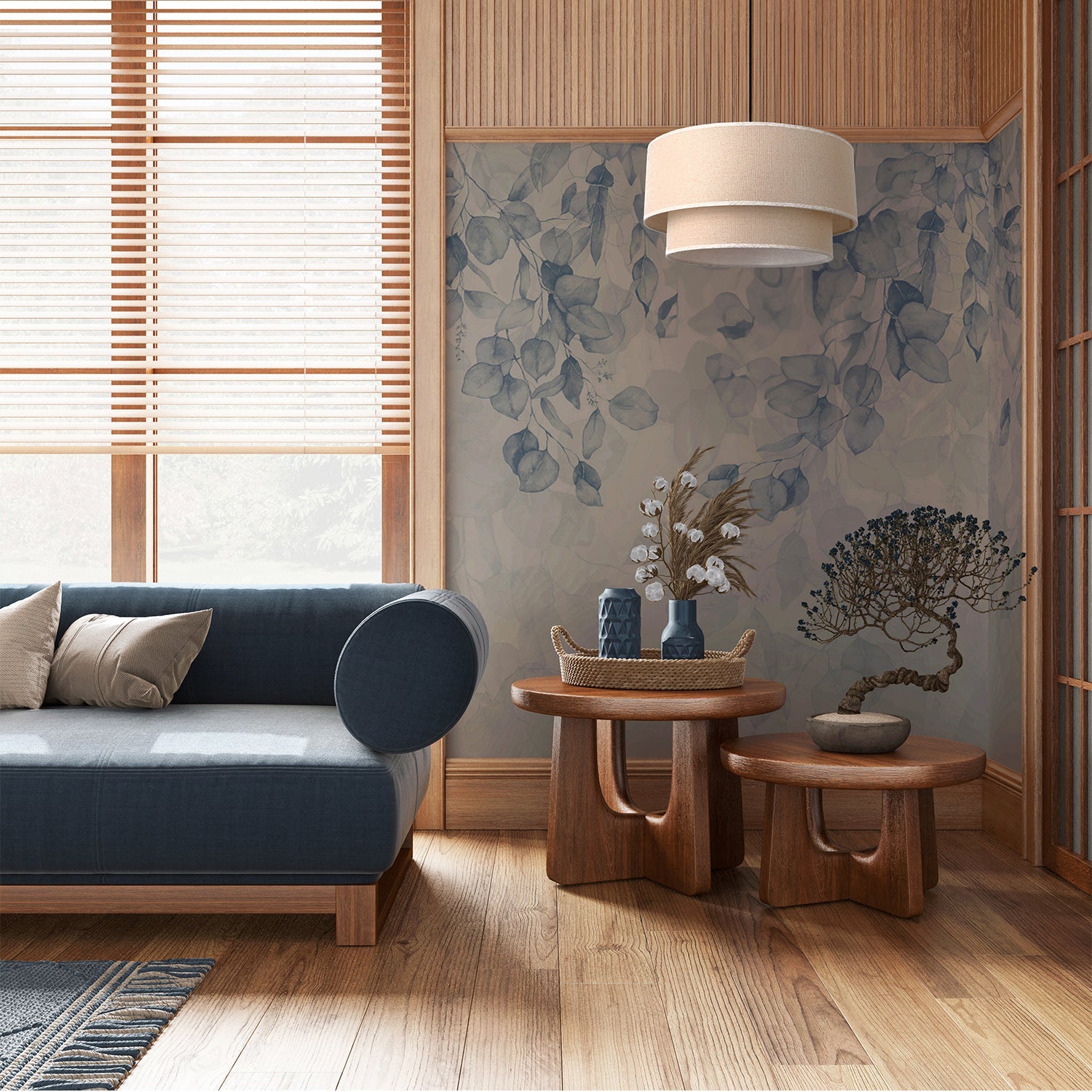Lampa wisząca Boho FLOXEN okrągły klosz TKANINA naturalna 1xE27 SUFITOWA - LAITICA