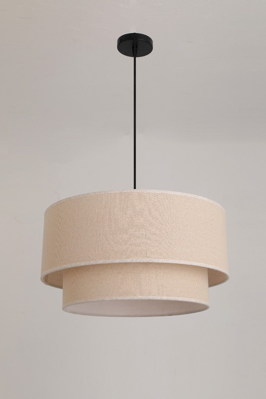 Lampa wisząca Boho FLOXEN okrągły klosz TKANINA naturalna 1xE27 SUFITOWA - LAITICA