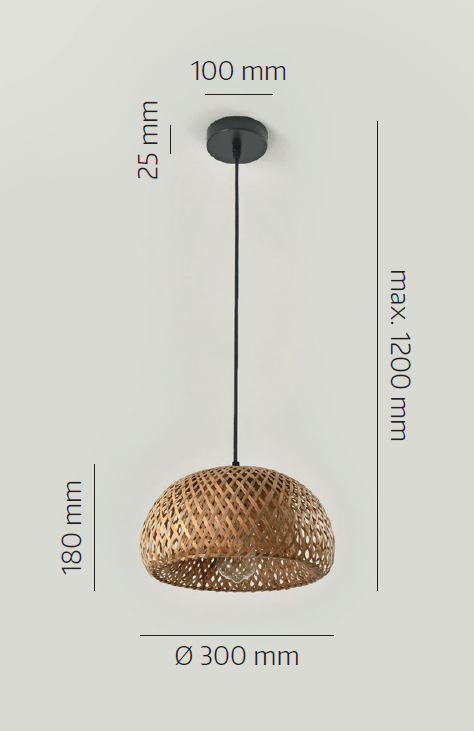Lampa wisząca BOHO mała BAKU S 30cm Bambusowa 1xE27 sufitowa Naturalna - LAITICA
