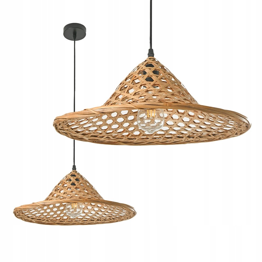 Lampa Wisząca BOHO Sufitowa Klosz Bambusowy Naturalna Duża 40cm E27 - LAITICA