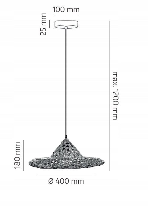 Lampa Wisząca BOHO Sufitowa Klosz Bambusowy Naturalna Duża 40cm E27 - LAITICA