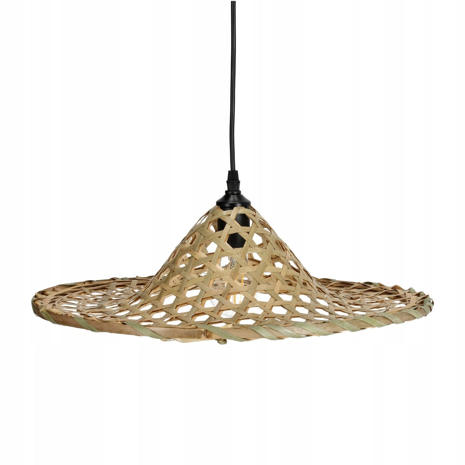 Lampa Wisząca BOHO Sufitowa Klosz Bambusowy Naturalna Duża 40cm E27 - LAITICA
