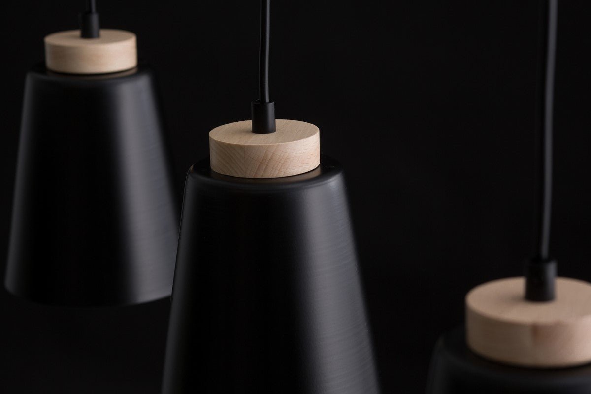 Lampa wisząca BOLERO 1 BLACK skandynawska, drewno, czarna - LAITICA
