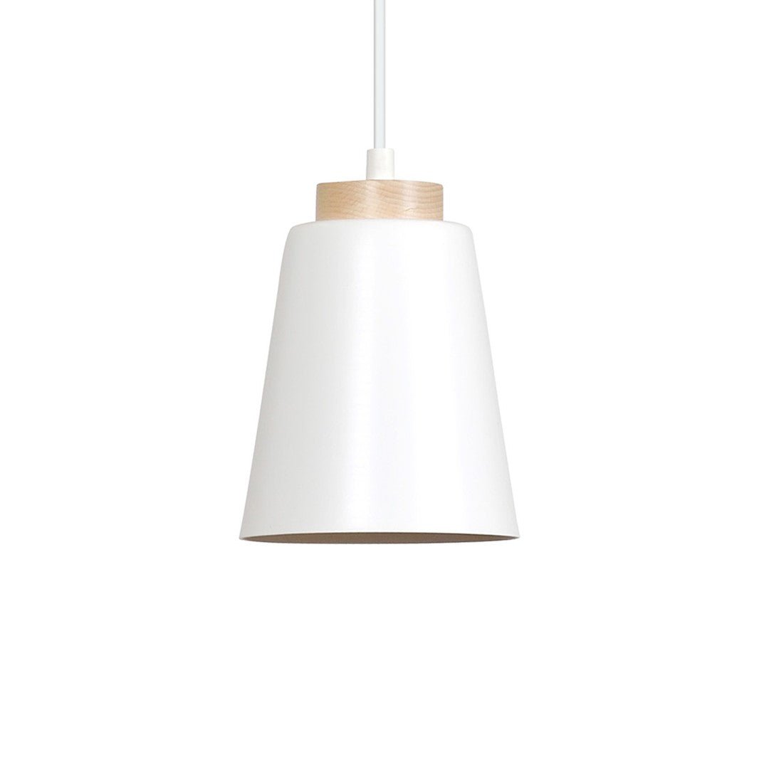 Lampa wisząca BOLERO 1 WHITE skandynawska, drewno, biała - LAITICA