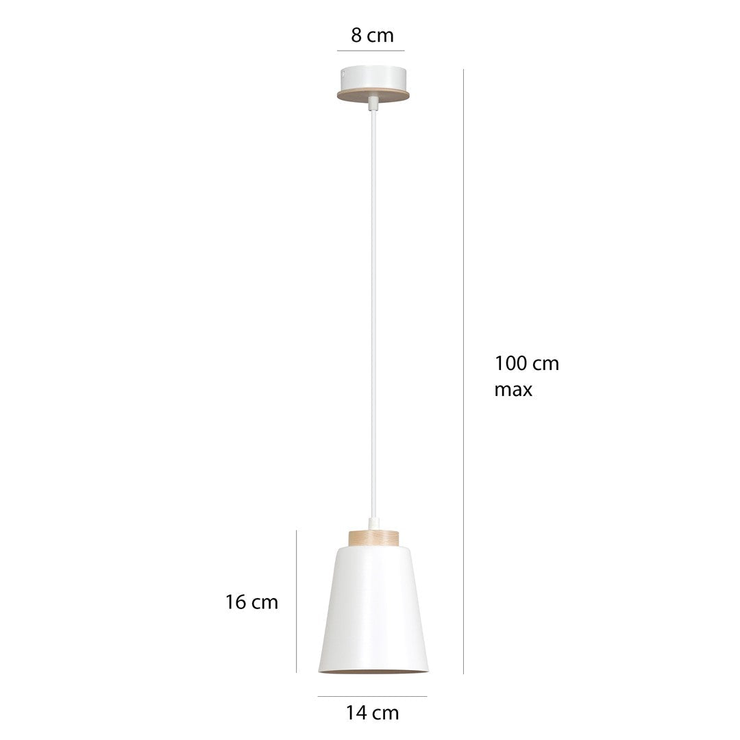 Lampa wisząca BOLERO 1 WHITE skandynawska, drewno, biała - LAITICA