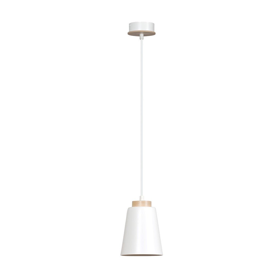 Lampa wisząca BOLERO 1 WHITE skandynawska, drewno, biała - LAITICA