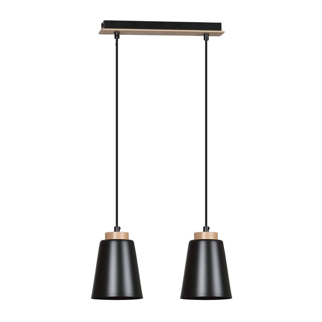 Lampa wisząca BOLERO 2 BLACK skandynawska, drewno, czarna - LAITICA