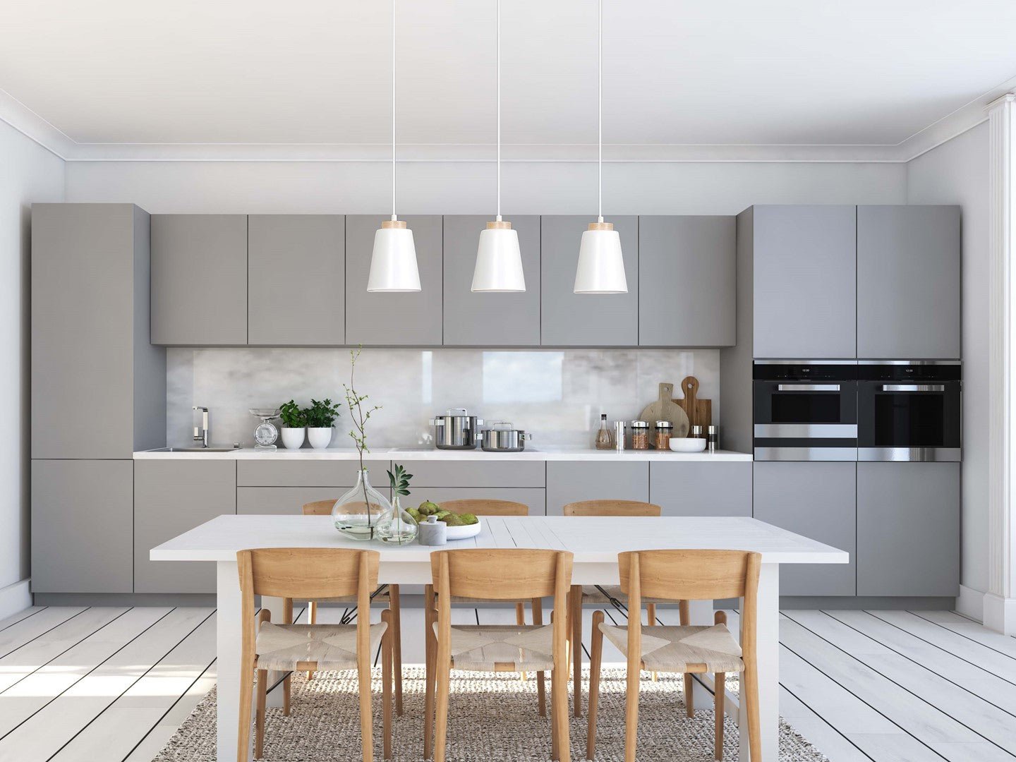 Lampa wisząca BOLERO 3 WHITE skandynawska, drewno, biała - LAITICA