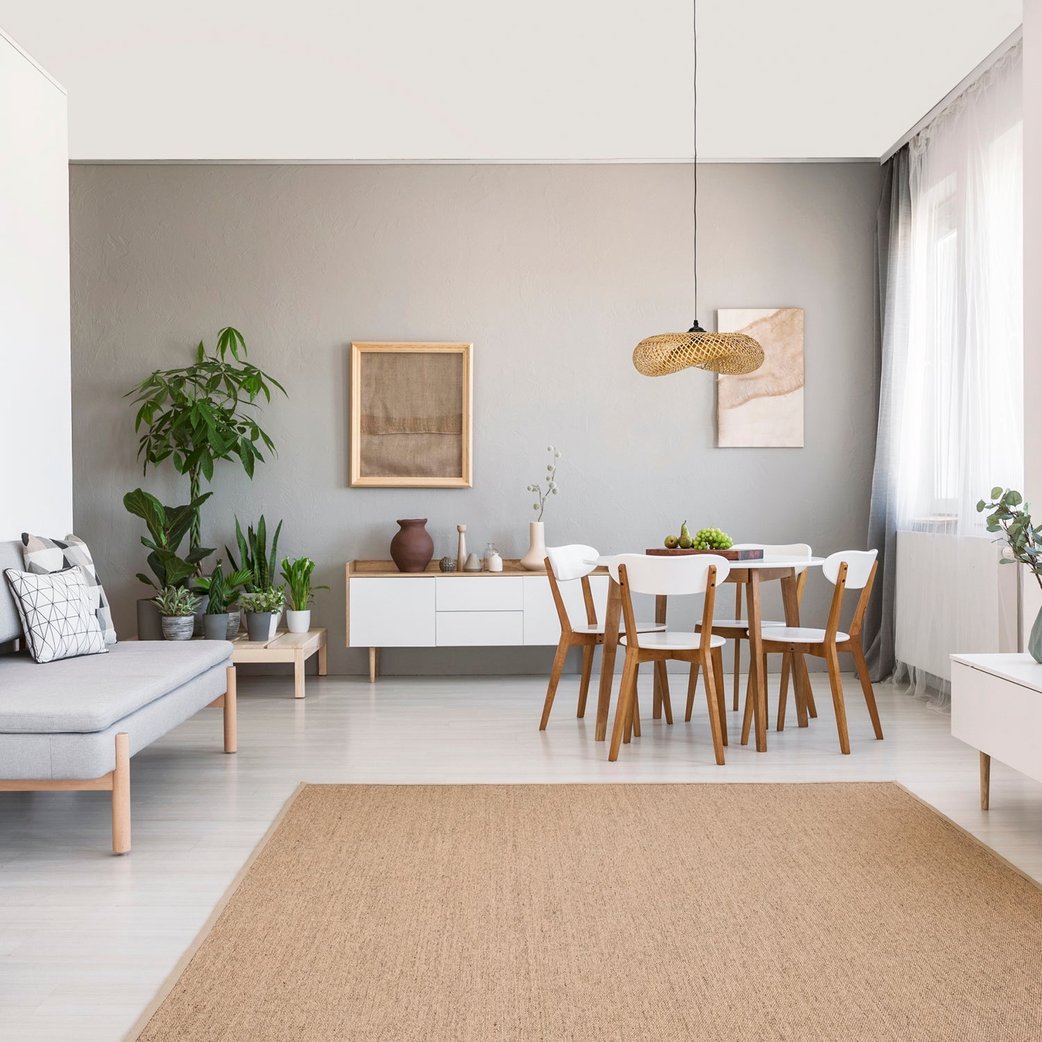 Lampa wisząca BRUGIA M boho sufitowa 50 cm pleciona DUŻA BAMBUSOWA na E27 - LAITICA