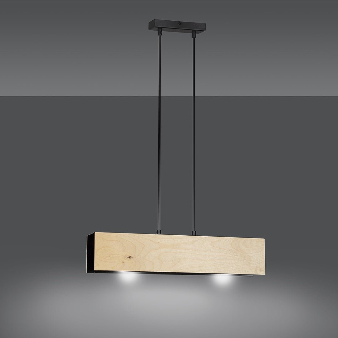 Lampa wisząca CARLO 2 BLACK skandynawska, drewno, czarna - LAITICA