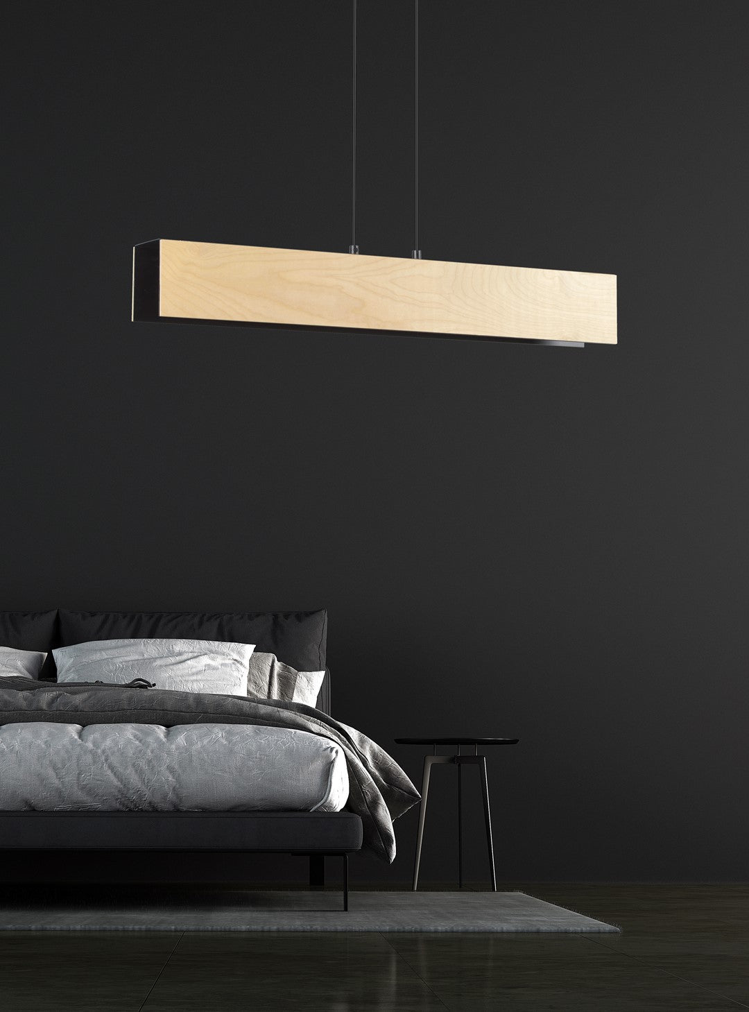 Lampa wisząca CARLO 3 BLACK skandynawska, drewno, czarna - LAITICA