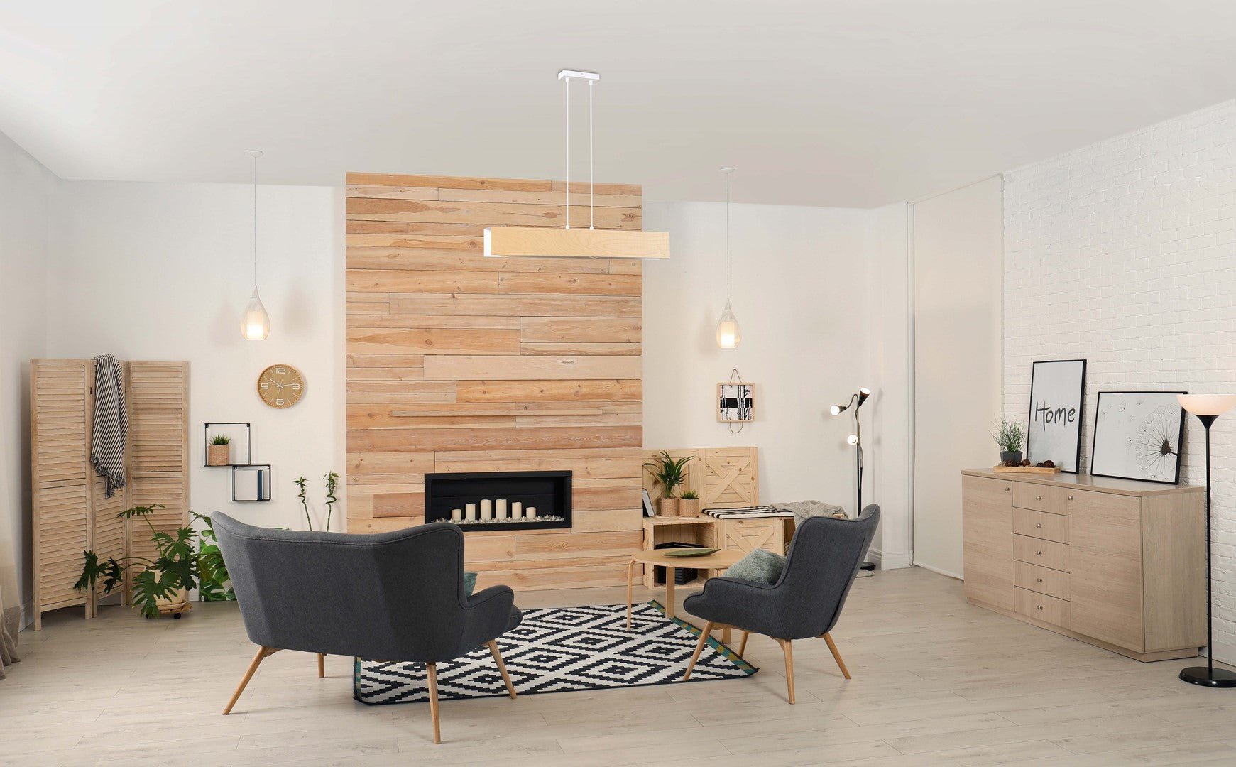 Lampa wisząca CARLO 3 WHITE skandynawska, drewno, biała - LAITICA