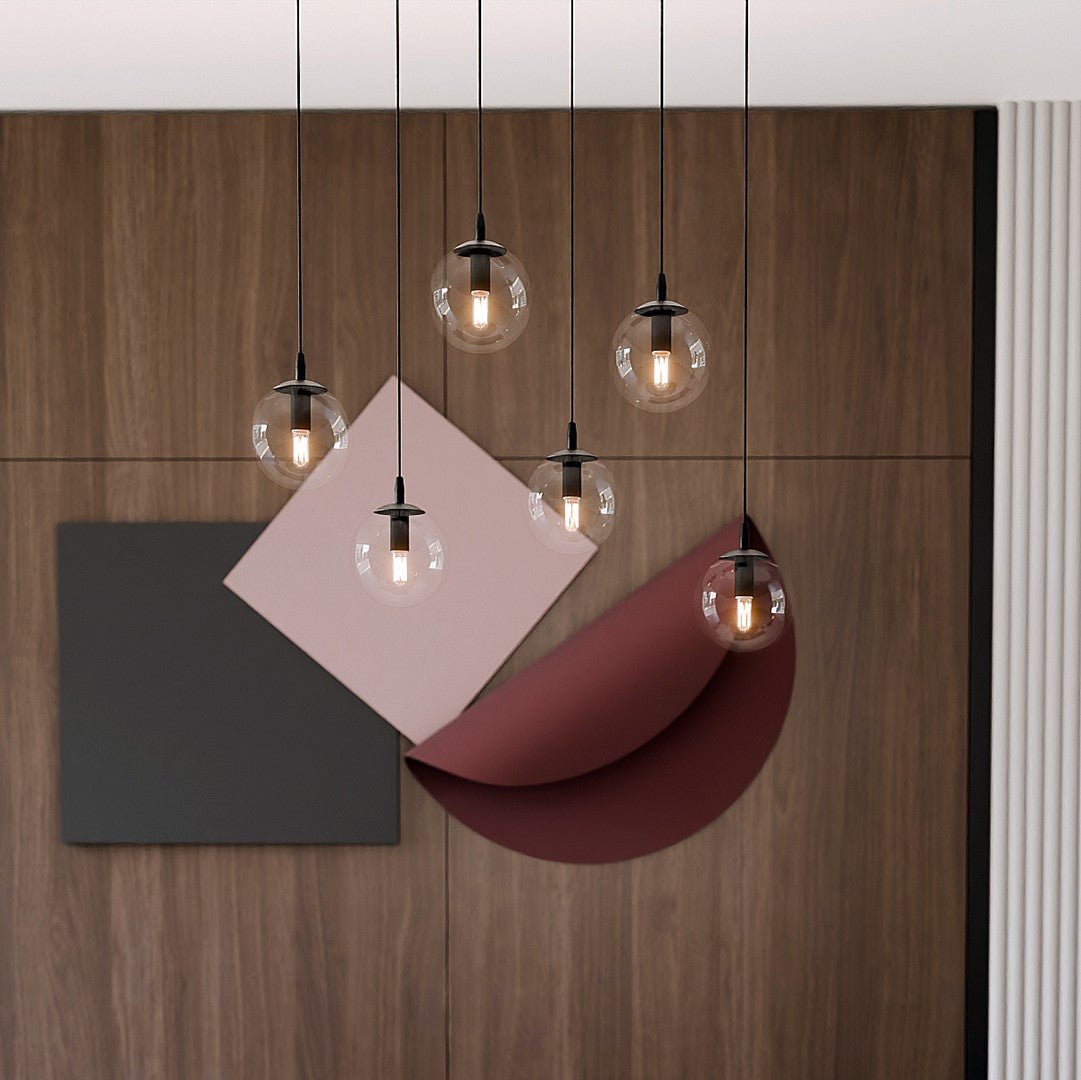 Lampa wisząca COSMO 6 BL TRANSPARENT loft, klosze, czarna - LAITICA