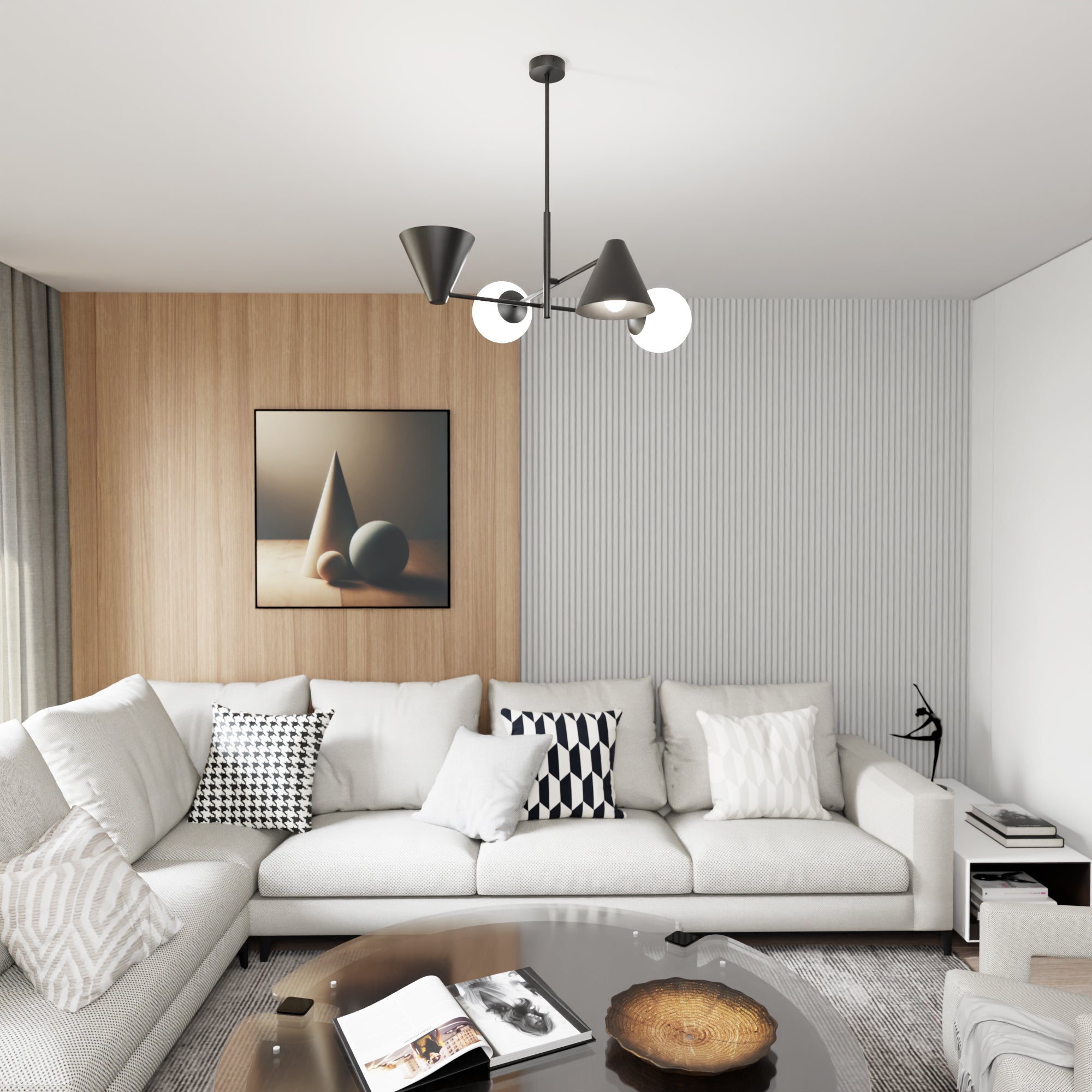 Lampa wisząca czarna INEZ sufitowa 4 - punktowa E14 klosz metalowy i okrągły - LAITICA