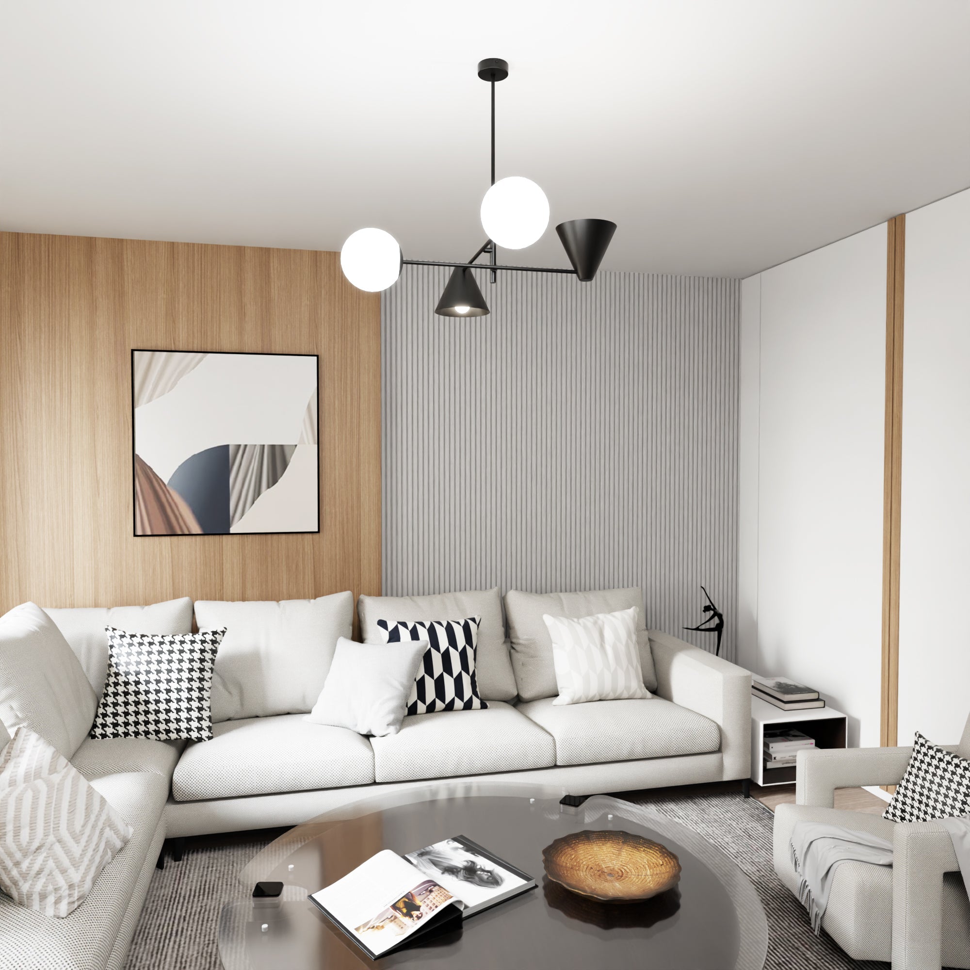 Lampa wisząca czarna INEZ sufitowa 4 - punktowa E14 klosz metalowy i okrągły - LAITICA