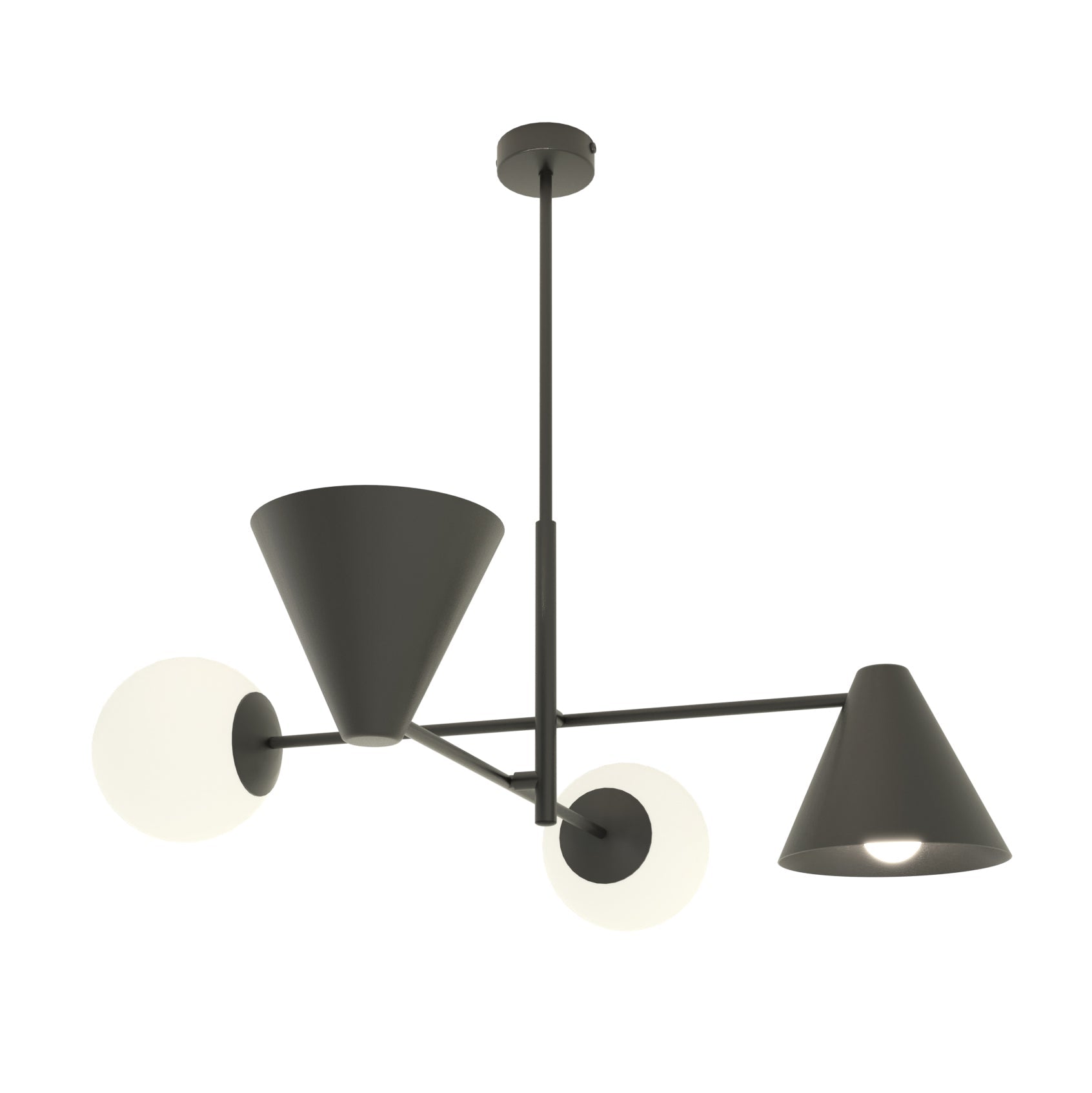 Lampa wisząca czarna INEZ sufitowa 4 - punktowa E14 klosz metalowy i okrągły - LAITICA