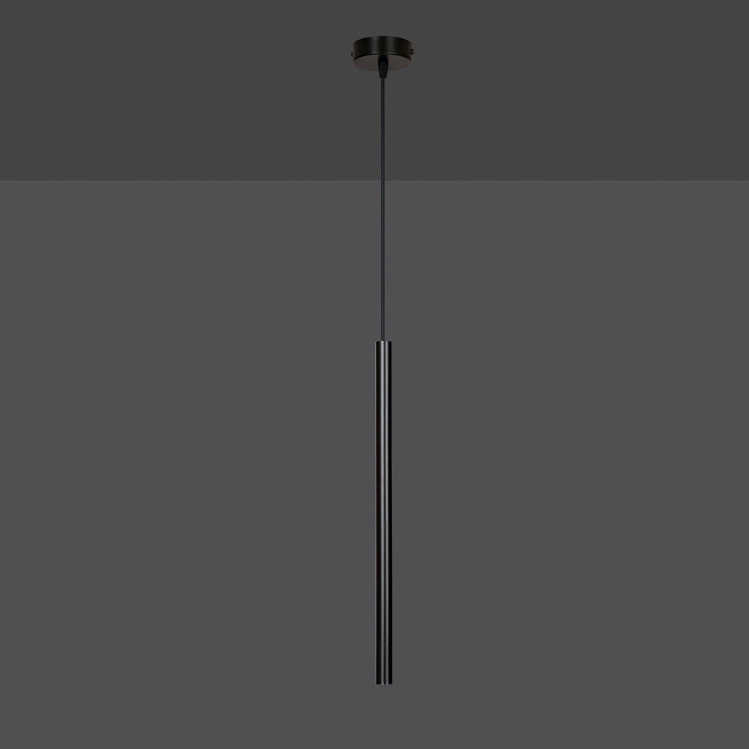 Lampa wisząca czarna SOFIA 1 - punktowa G9 klosz TUBA metalowa REGULOWANA - LAITICA