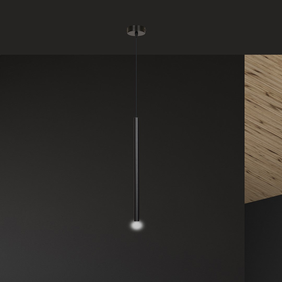 Lampa wisząca czarna SOFIA 1 - punktowa G9 klosz TUBA metalowa REGULOWANA - LAITICA