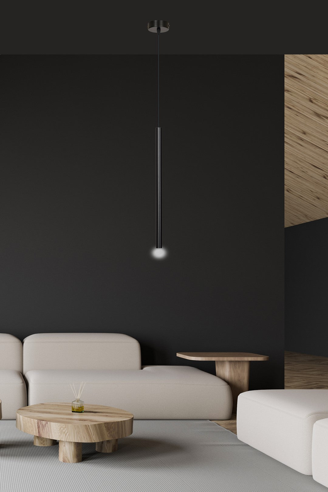 Lampa wisząca czarna SOFIA 1 - punktowa G9 klosz TUBA metalowa REGULOWANA - LAITICA