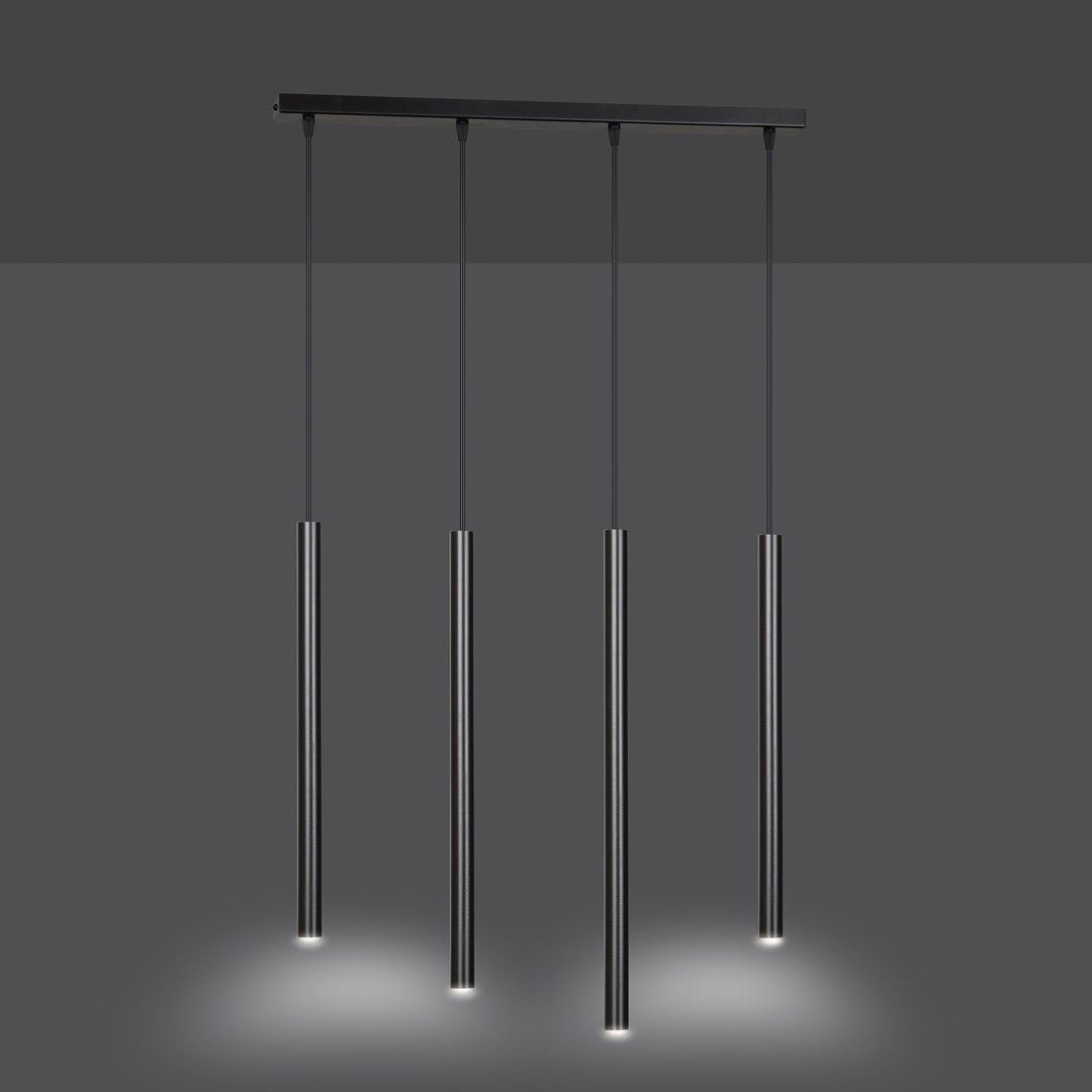 Lampa wisząca czarna SOFIA 4 - punktowa G9 klosz TUBA metalowa REGULOWANA - LAITICA