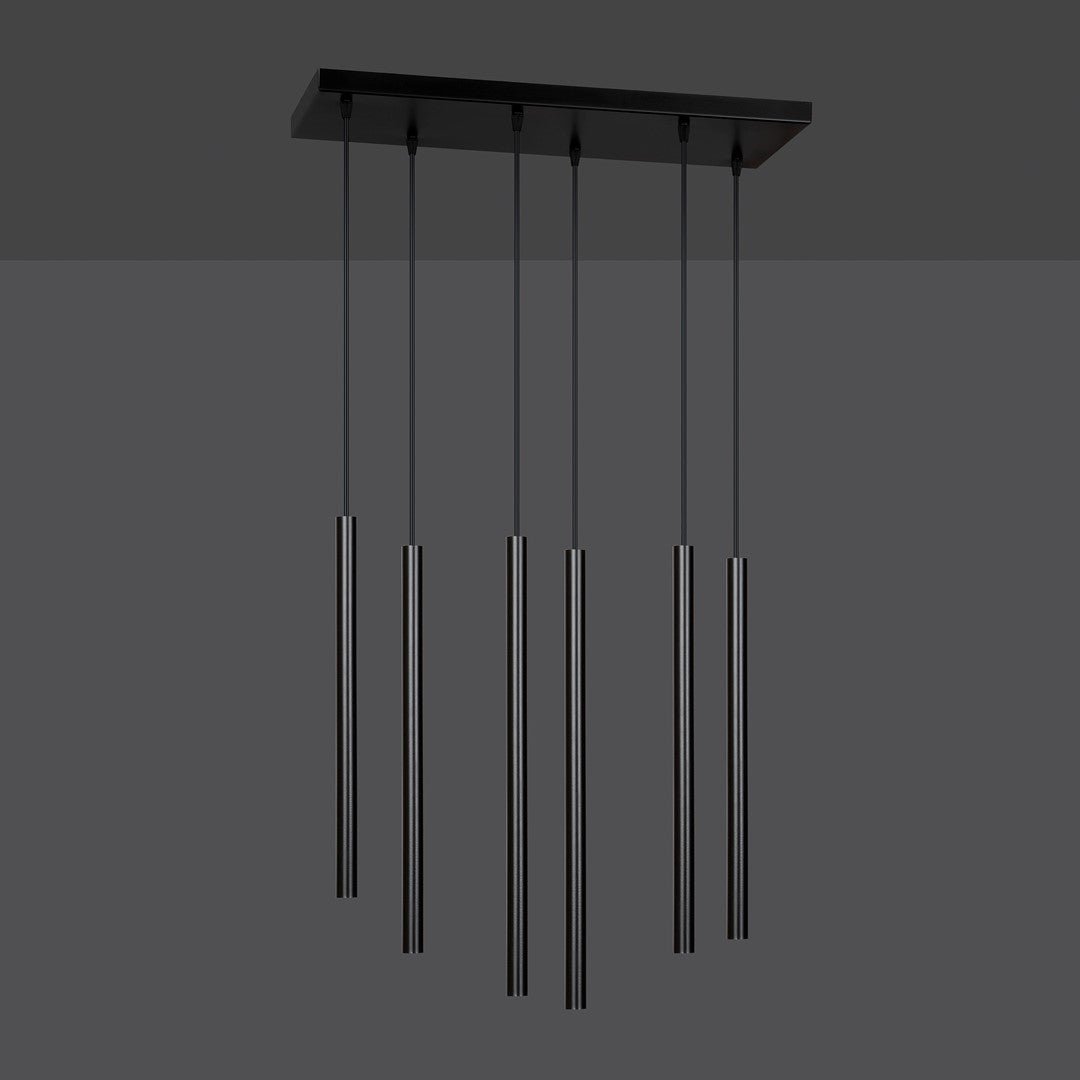 Lampa wisząca czarna SOFIA 6 - punktowa G9 klosz TUBA metalowa REGULOWANA - LAITICA
