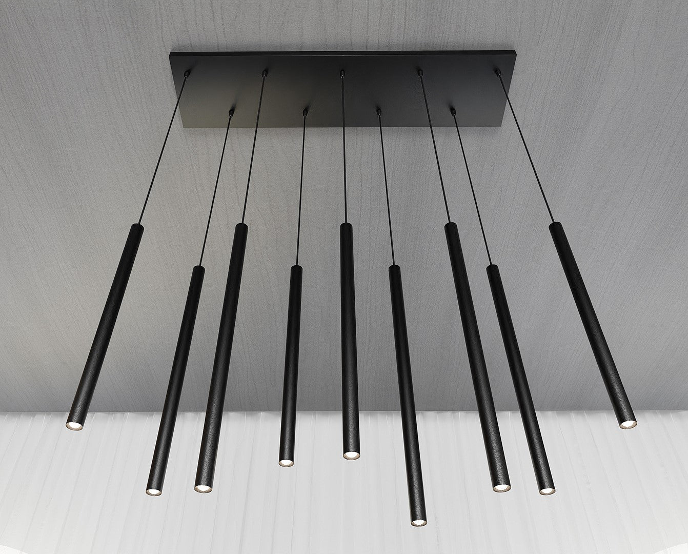 Lampa wisząca czarna SOFIA 9 - punktowa G9 klosz TUBA metalowa REGULOWANA - LAITICA
