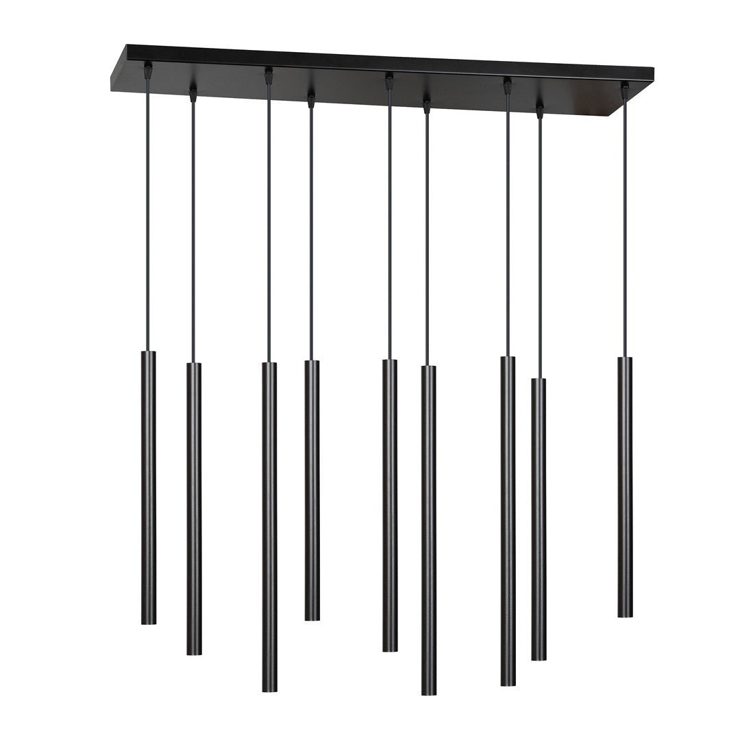 Lampa wisząca czarna SOFIA 9 - punktowa G9 klosz TUBA metalowa REGULOWANA - LAITICA