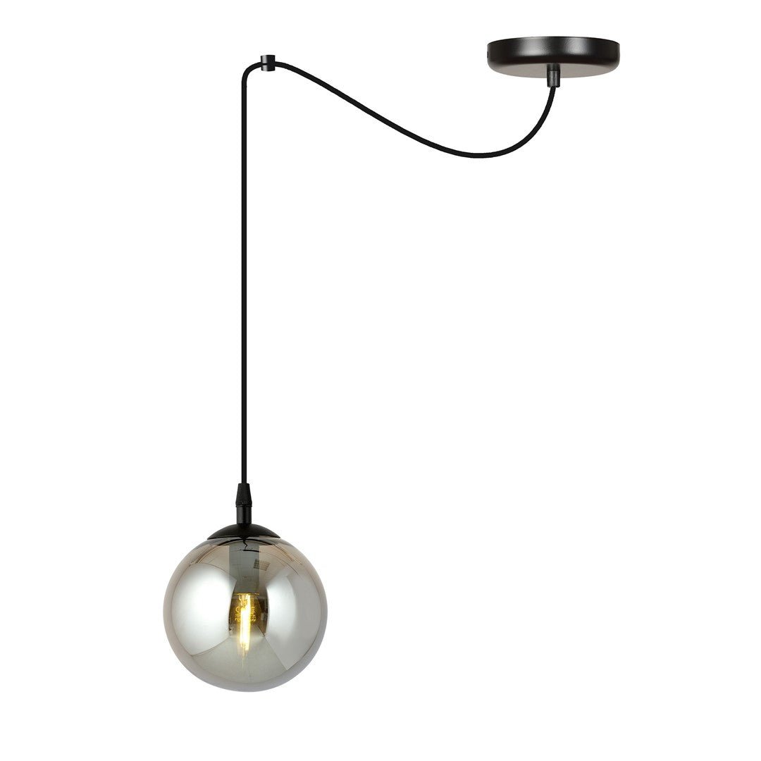 Lampa wisząca GIGI 1 BL GRAFIT pająk, klosze grafit, czarna - LAITICA