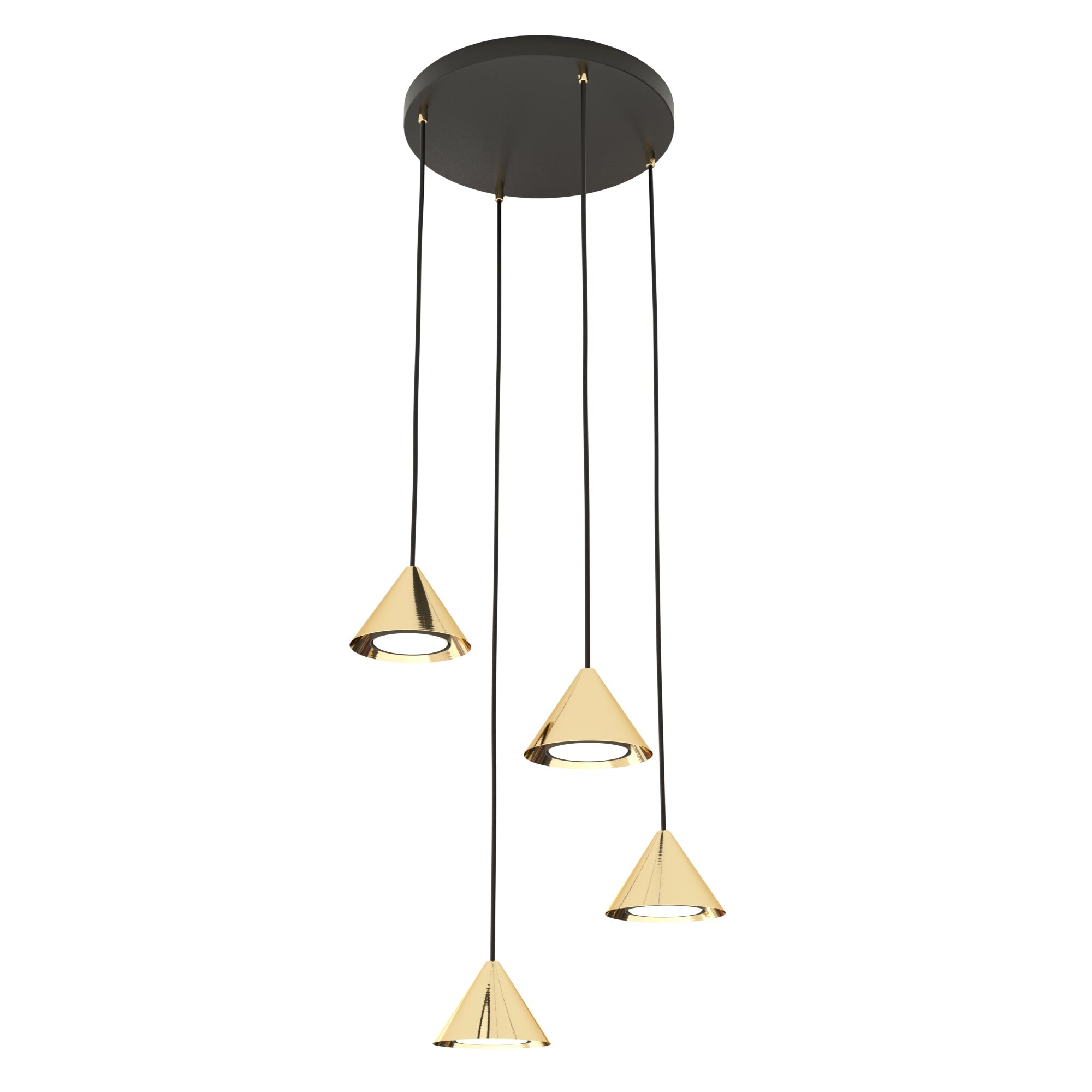 Lampa WISZĄCA INEZ 4 - punkty GX53 ZŁOTE KLOSZE stożek Nowoczesna do salonu - LAITICA