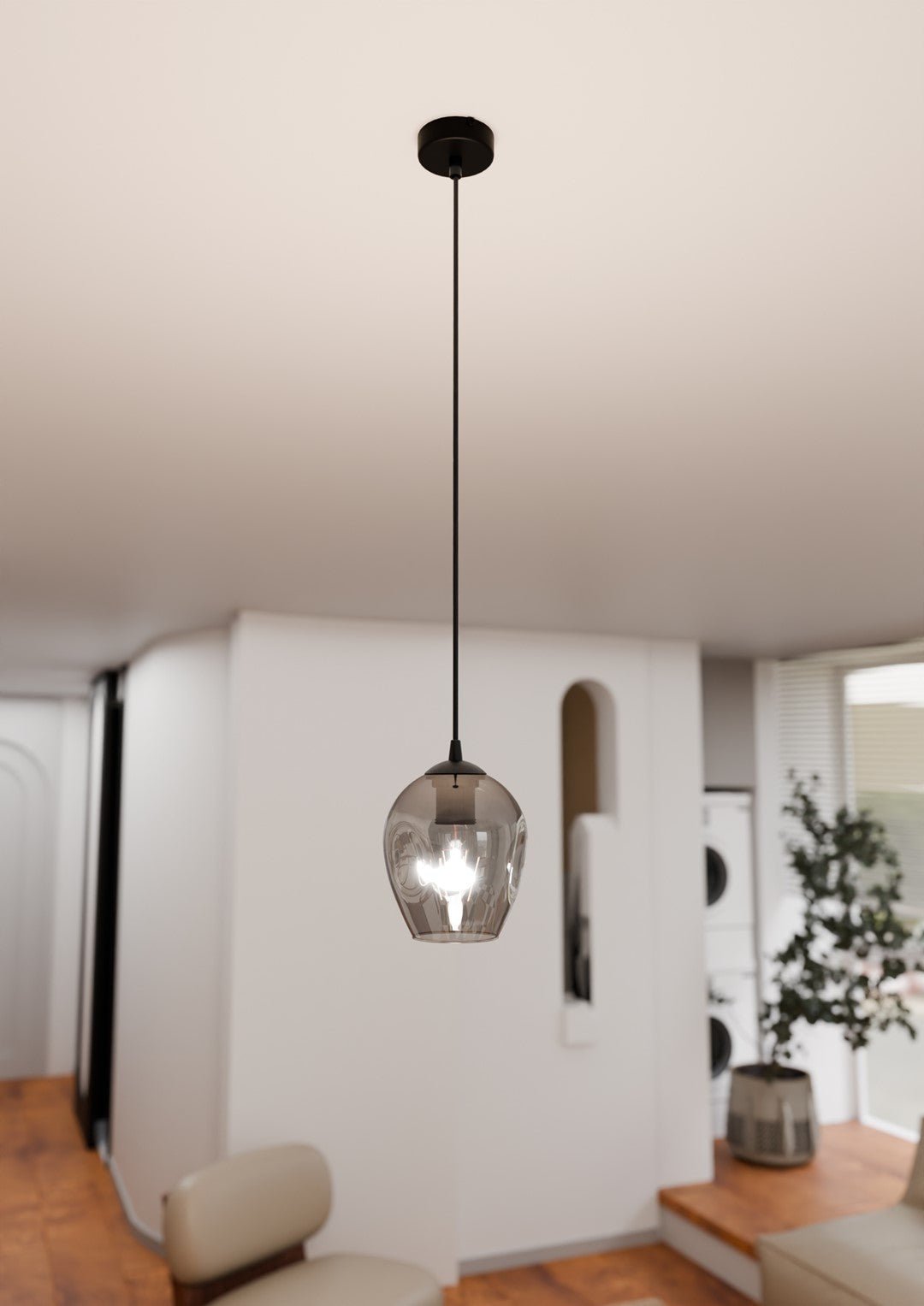 Lampa wisząca ISTAR 1 BL GRAFIT minimalistyczna klosz czarna - LAITICA