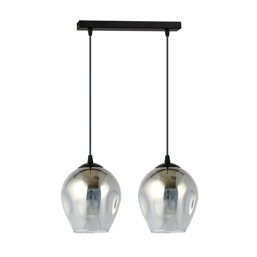 Lampa wisząca ISTAR 2 BL GRAFIT loft, klosze grafit, czarna - LAITICA