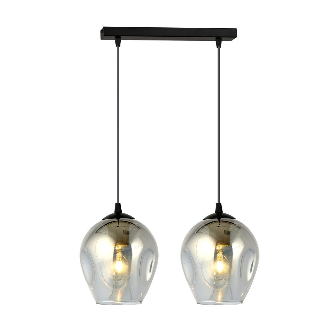 Lampa wisząca ISTAR 2 BL GRAFIT loft, klosze grafit, czarna - LAITICA