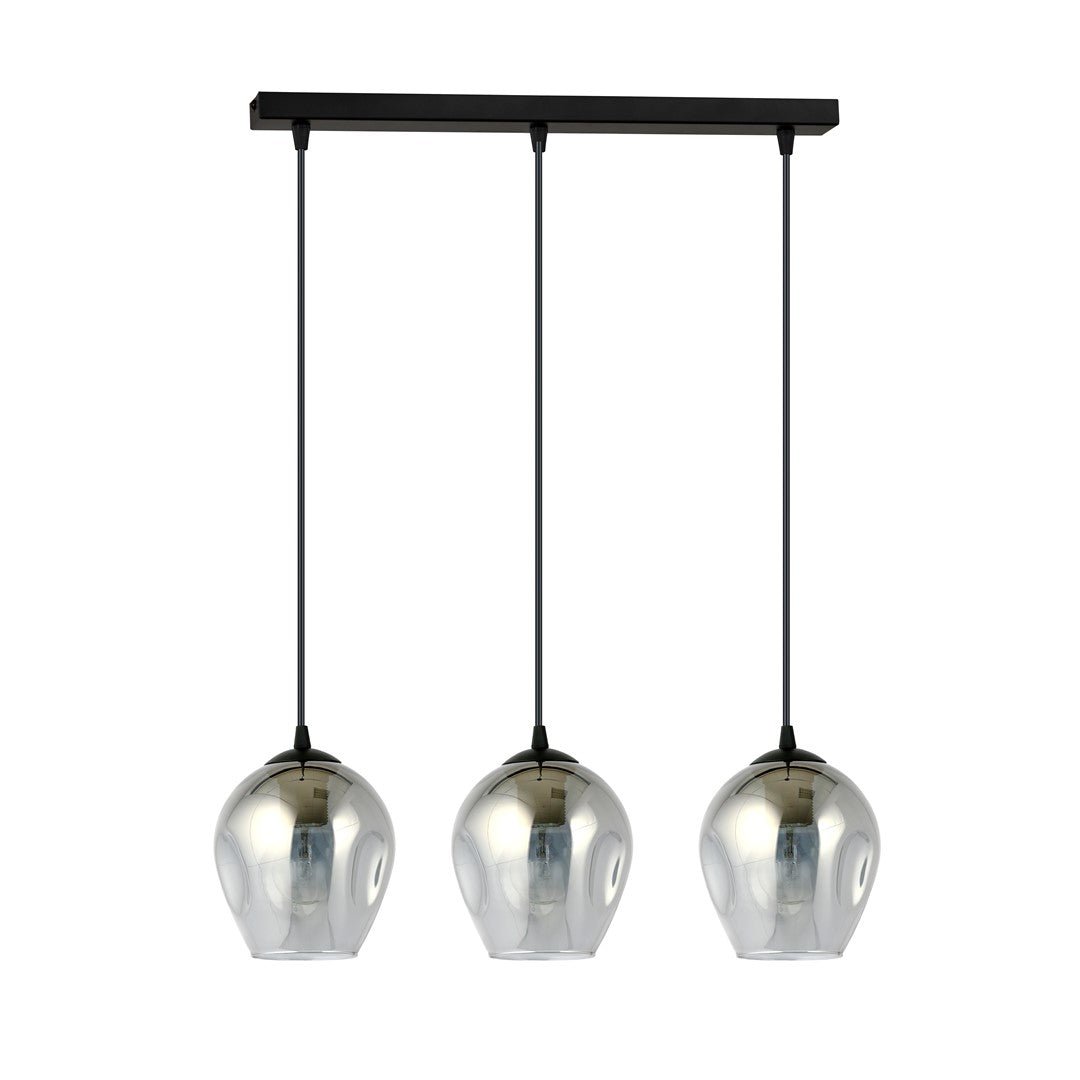 Lampa wisząca ISTAR 3 BL GRAFIT loft klosz grafit czarna - LAITICA