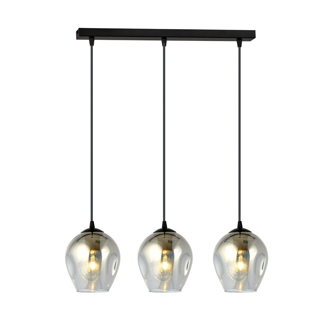 Lampa wisząca ISTAR 3 BL GRAFIT loft klosz grafit czarna - LAITICA