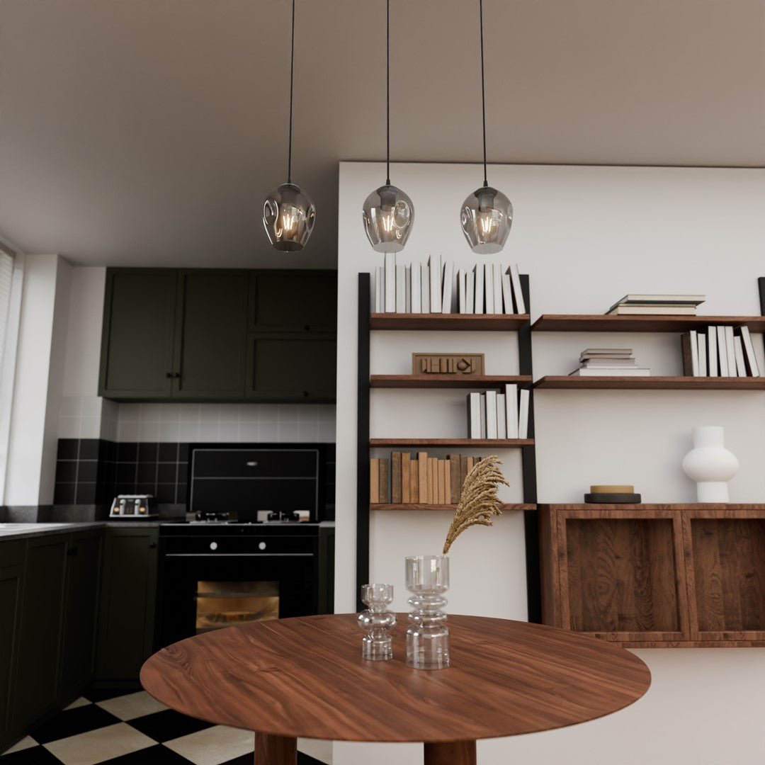 Lampa wisząca ISTAR 3 BL GRAFIT loft klosz grafit czarna - LAITICA