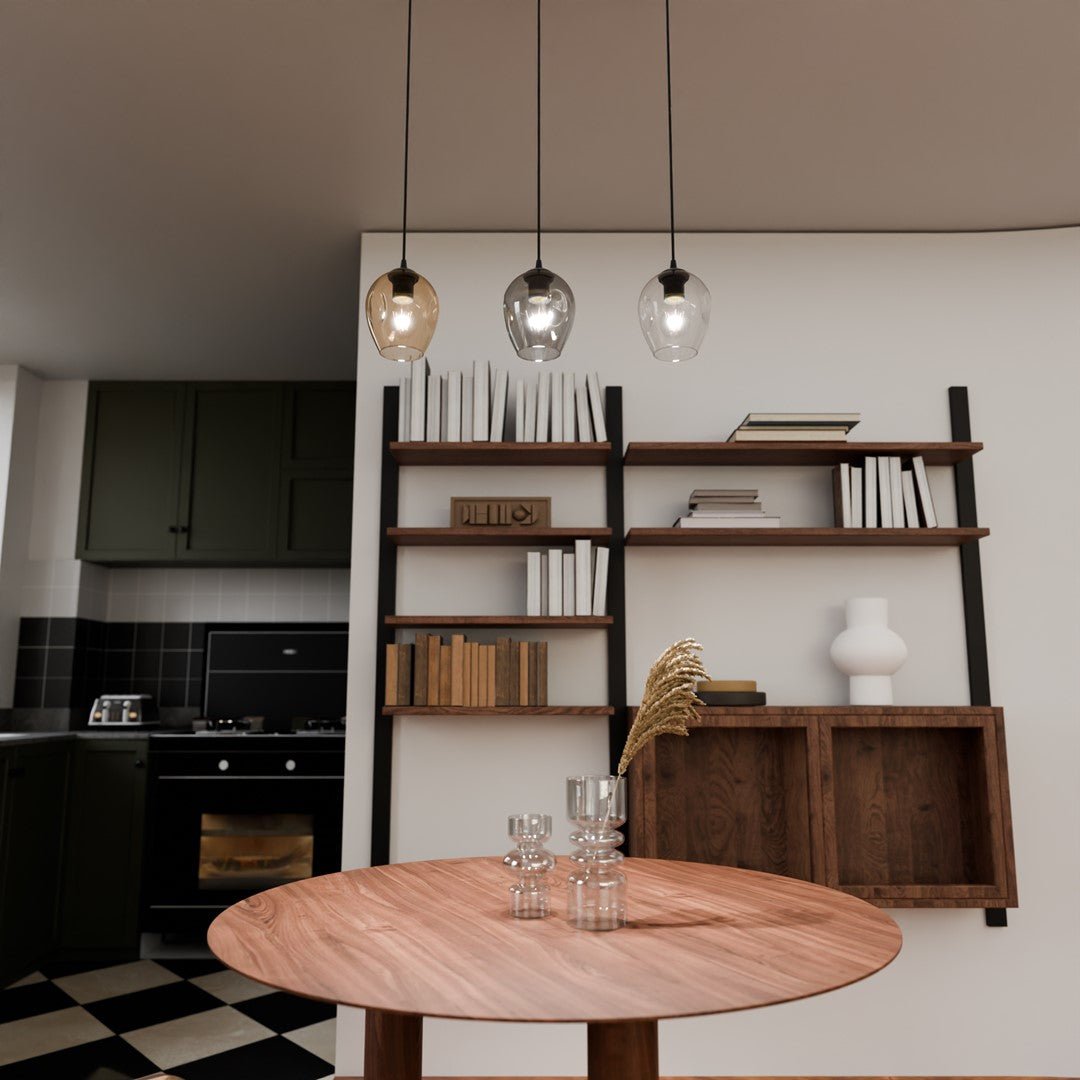 Lampa wisząca ISTAR 3 BL MIX loft klosze kolor mix czarna - LAITICA