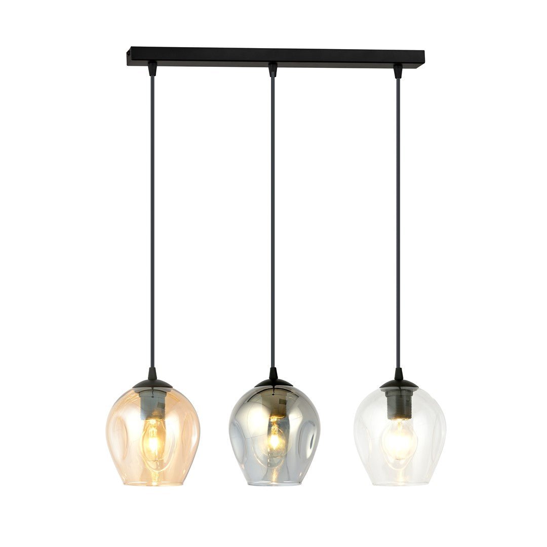 Lampa wisząca ISTAR 3 BL MIX loft klosze kolor mix czarna - LAITICA