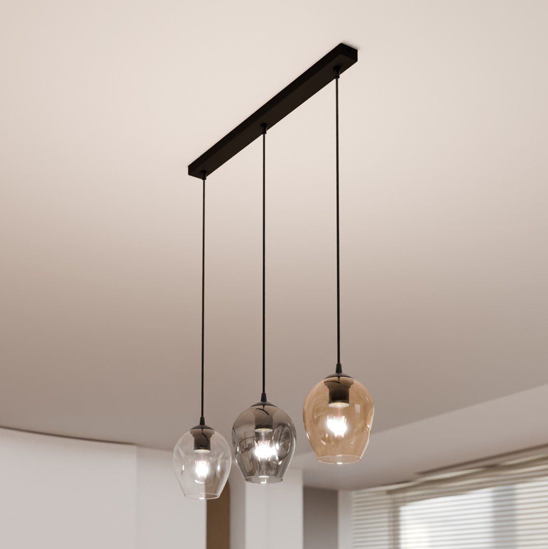 Lampa wisząca ISTAR 3 BL MIX loft klosze kolor mix czarna - LAITICA