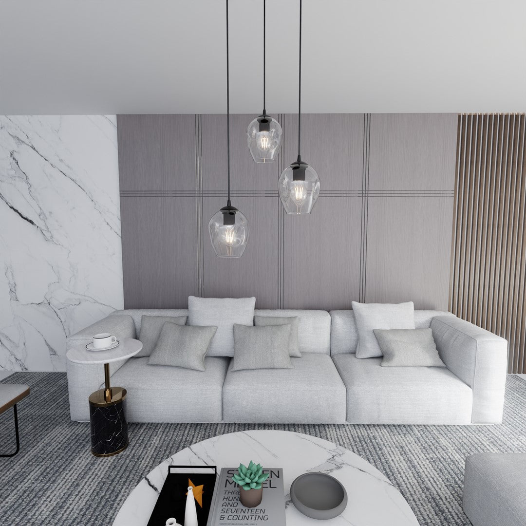 Lampa wisząca ISTAR 3 BL PREMIUM TRANSPARENT loft czarna - LAITICA