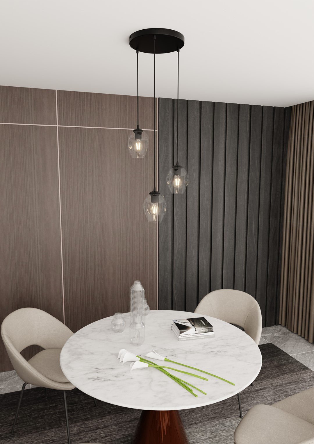 Lampa wisząca ISTAR 3 BL PREMIUM TRANSPARENT loft czarna - LAITICA