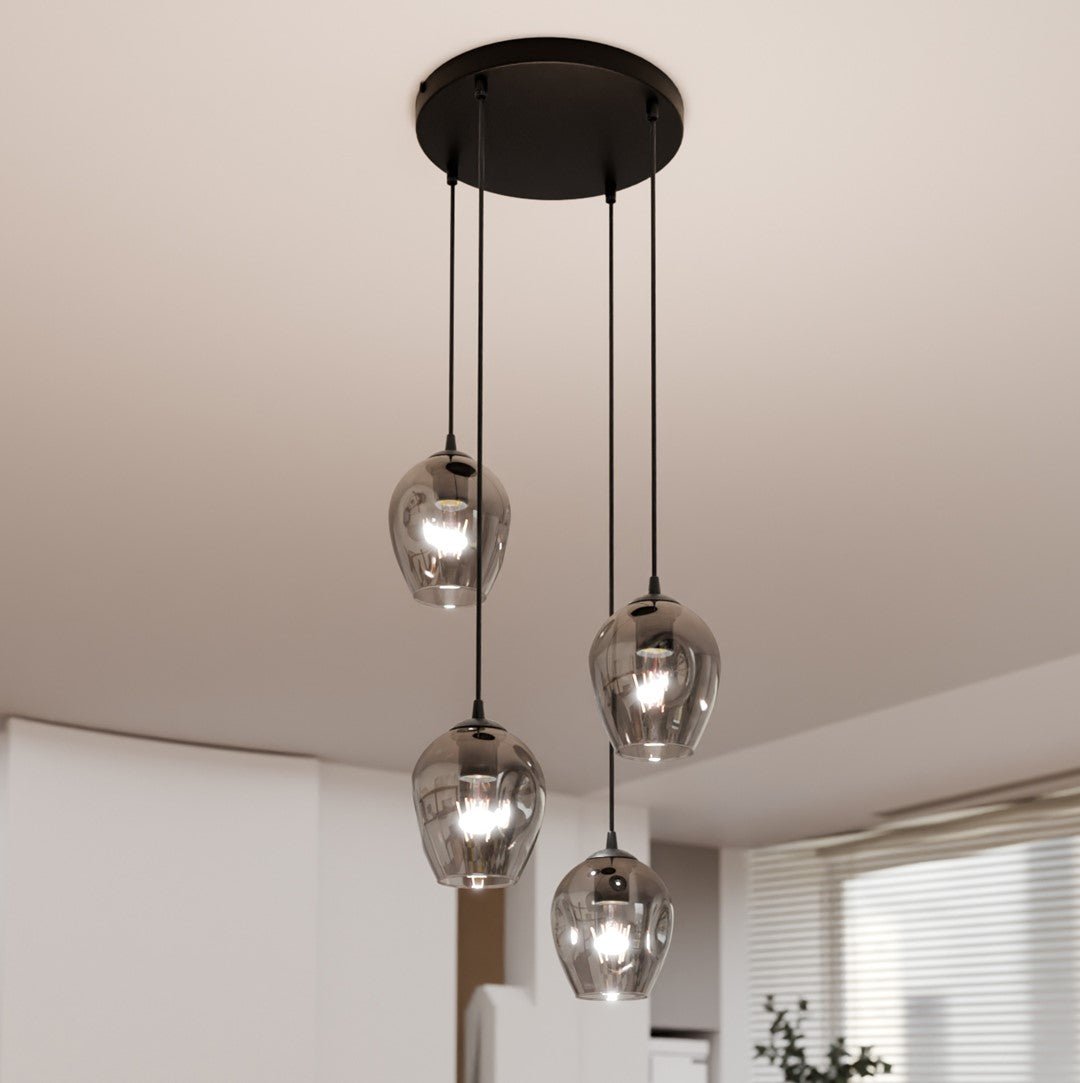 Lampa wisząca ISTAR 4 BL PREMIUM GRAFIT loft klosz grafit - LAITICA