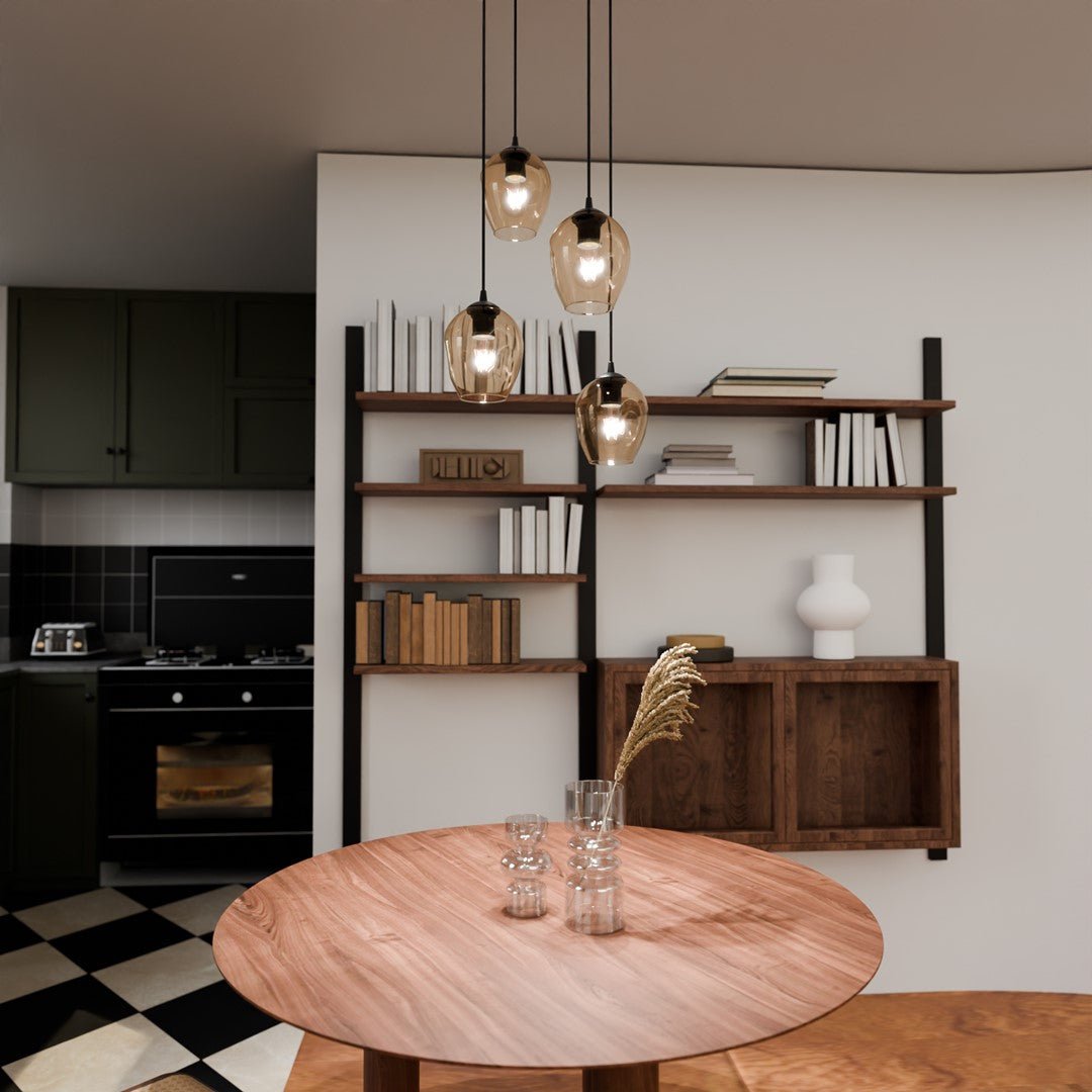 Lampa wisząca ISTAR 4 BL PREMIUM MIODOWY loft klosz bursztyn - LAITICA