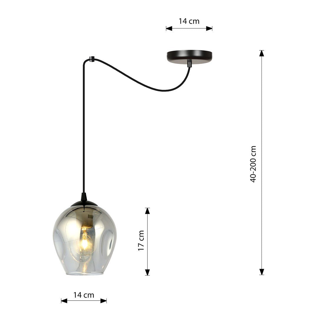 Lampa wisząca LEVEL 1 BL GRAFIT pająk, klosze grafit, czarna - LAITICA