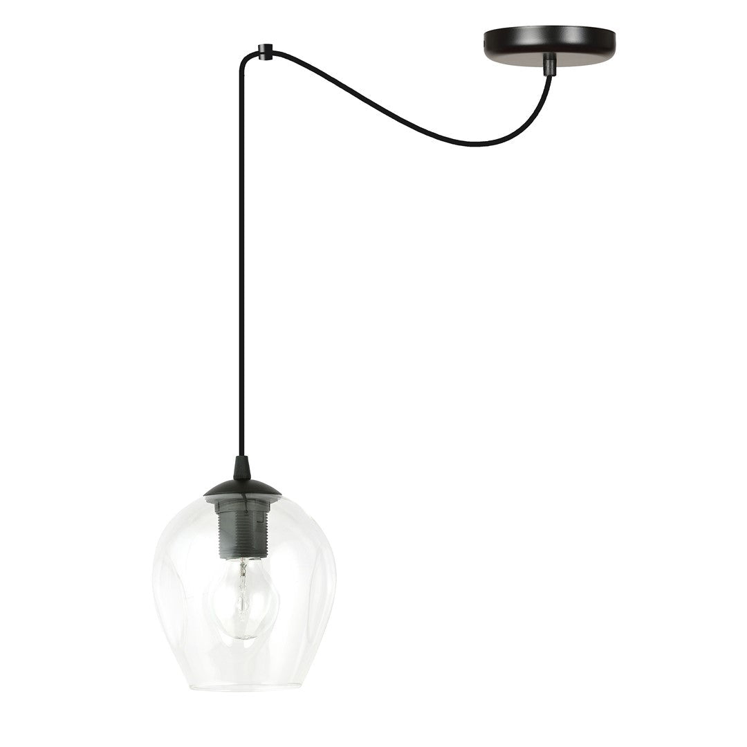 Lampa wisząca LEVEL 1 BL TRANSPARENT pająk, klosze, czarna - LAITICA