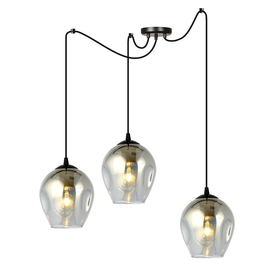 Lampa wisząca LEVEL 3 BL GRAFIT pająk, klosze grafit, czarna - LAITICA